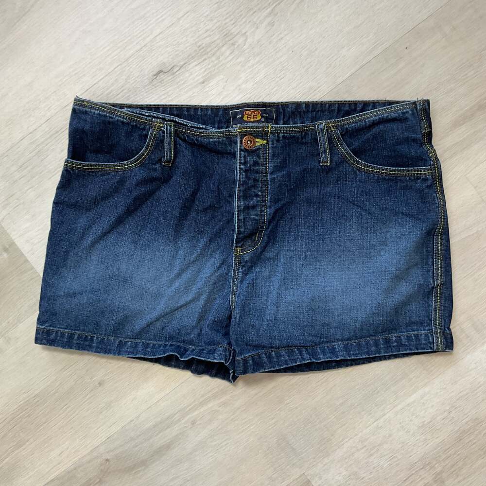 Low Rise Button Fly Shorts Route 66 Womens Pure Cotton Dark Wash Size 9 10